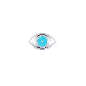 Μάτι ασημί με σμάλτο σε γαλάζιο 24x14mm