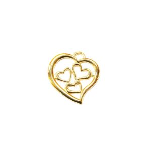 Καρδιά με 3 Καρδιές Χρυσό 27x24mm