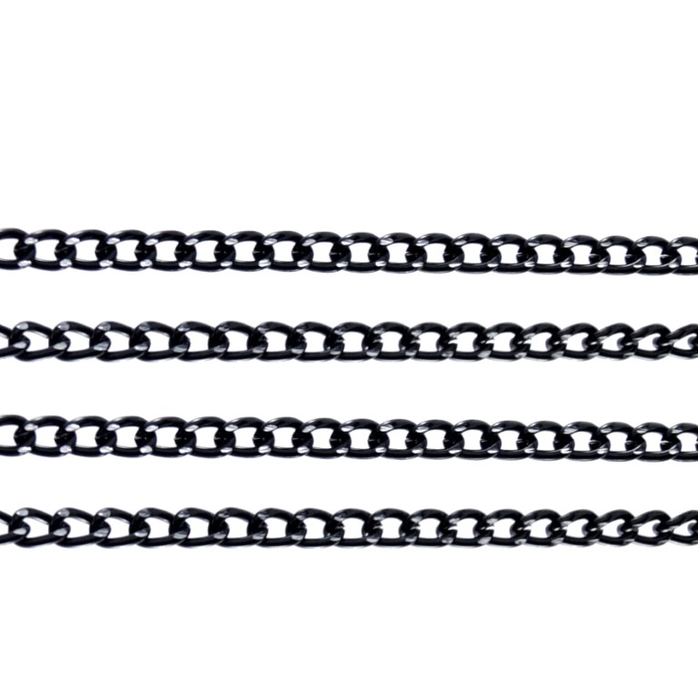Αλυσίδα Αλουμινίου Γκουρμέ Διαμαντέ 6,5×4,3×1,3mm Μαύρο(2)