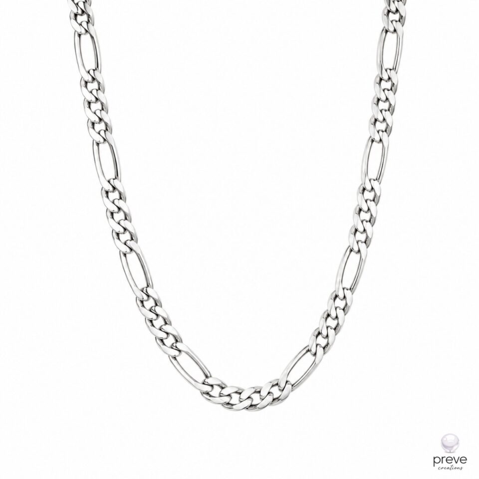 Figaro 3:1 Αλυσίδα Λαιμού Ατσάλι Ασημί 55cm 9.4mm