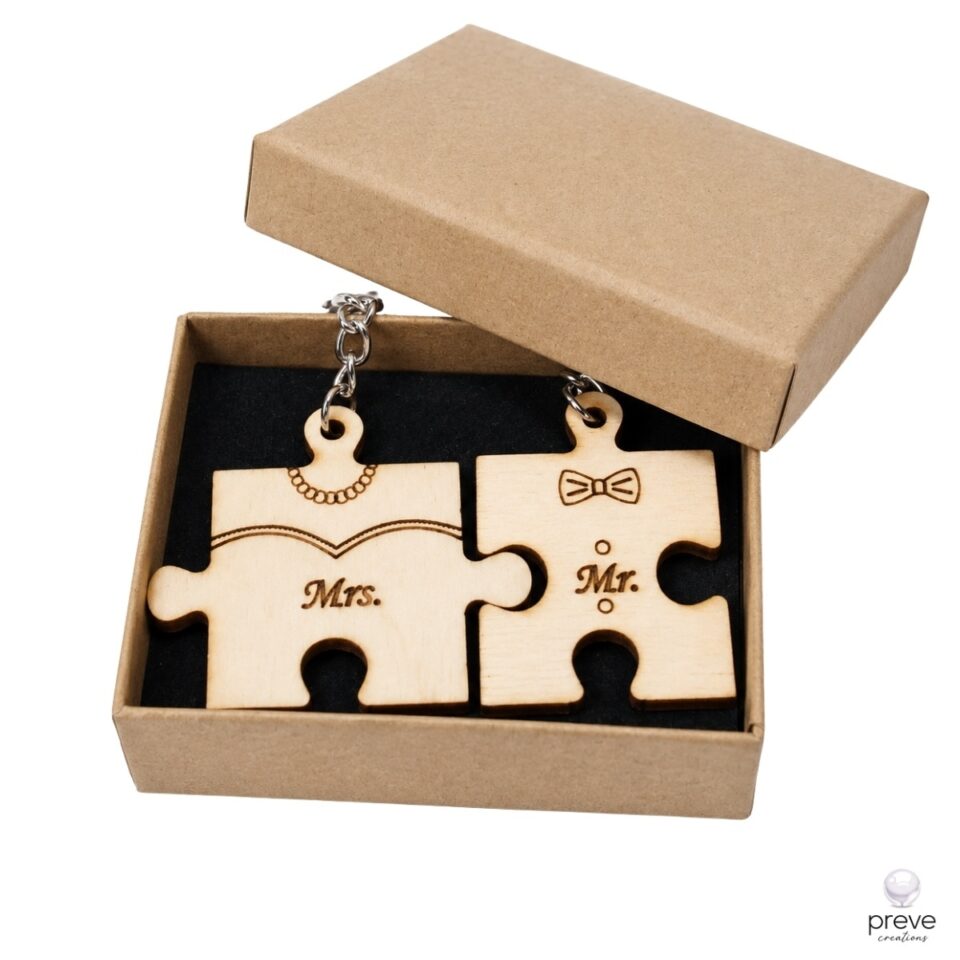 Mrs Mr Κομμάτια Puzzle Μπρελόκ για Ζευγάρι
