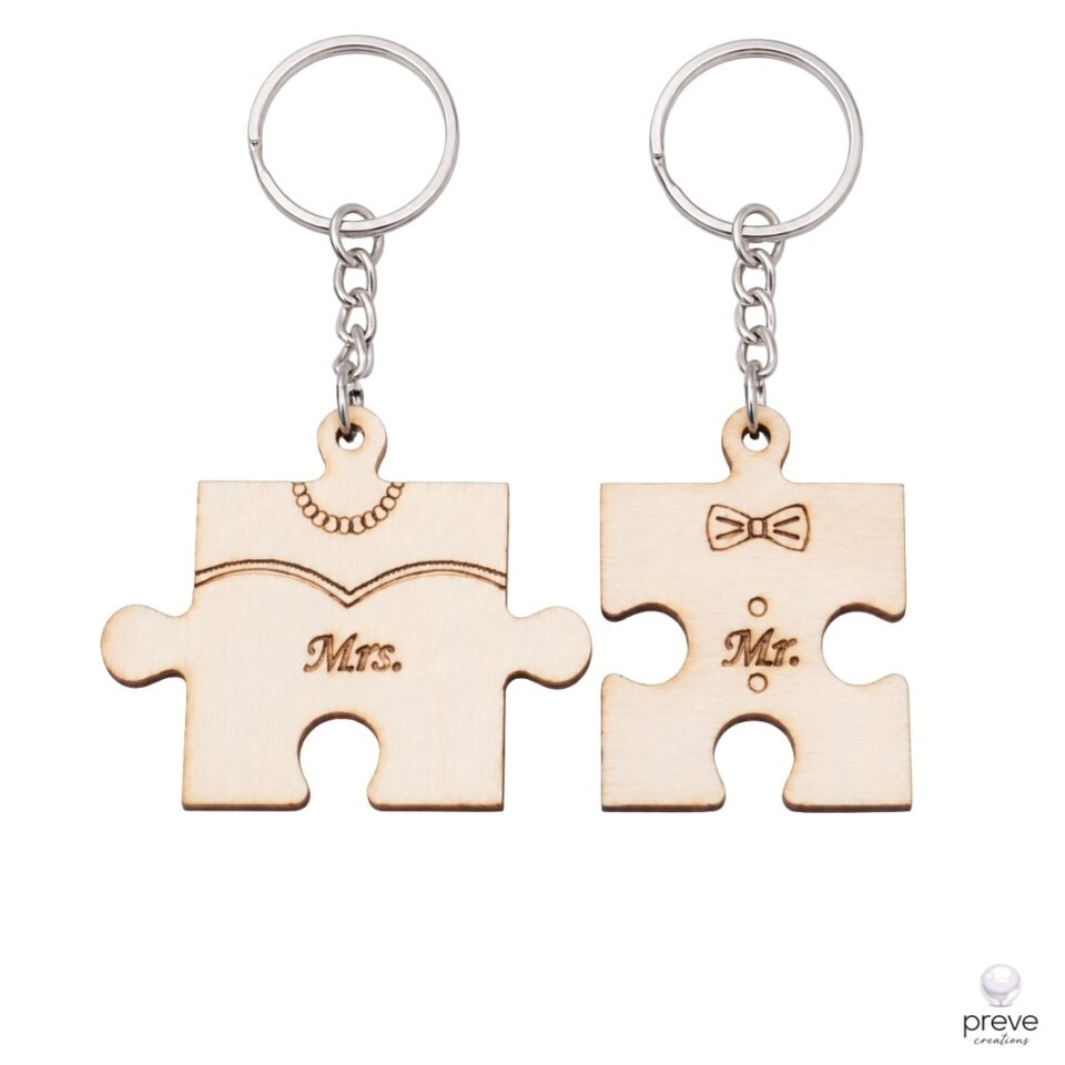 Mrs Mr Κομμάτια Puzzle Μπρελόκ για Ζευγάρι
