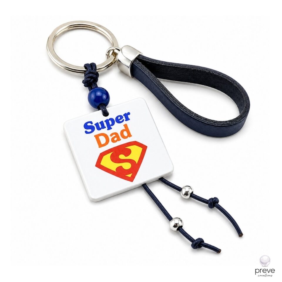 Super Dad Χειροποίητο Μπρελόκ Ασημί