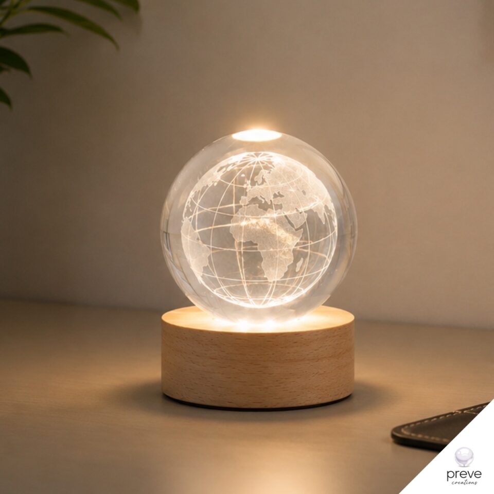 Υδρόγειος Γυάλινη Σφαίρα με LED Φως